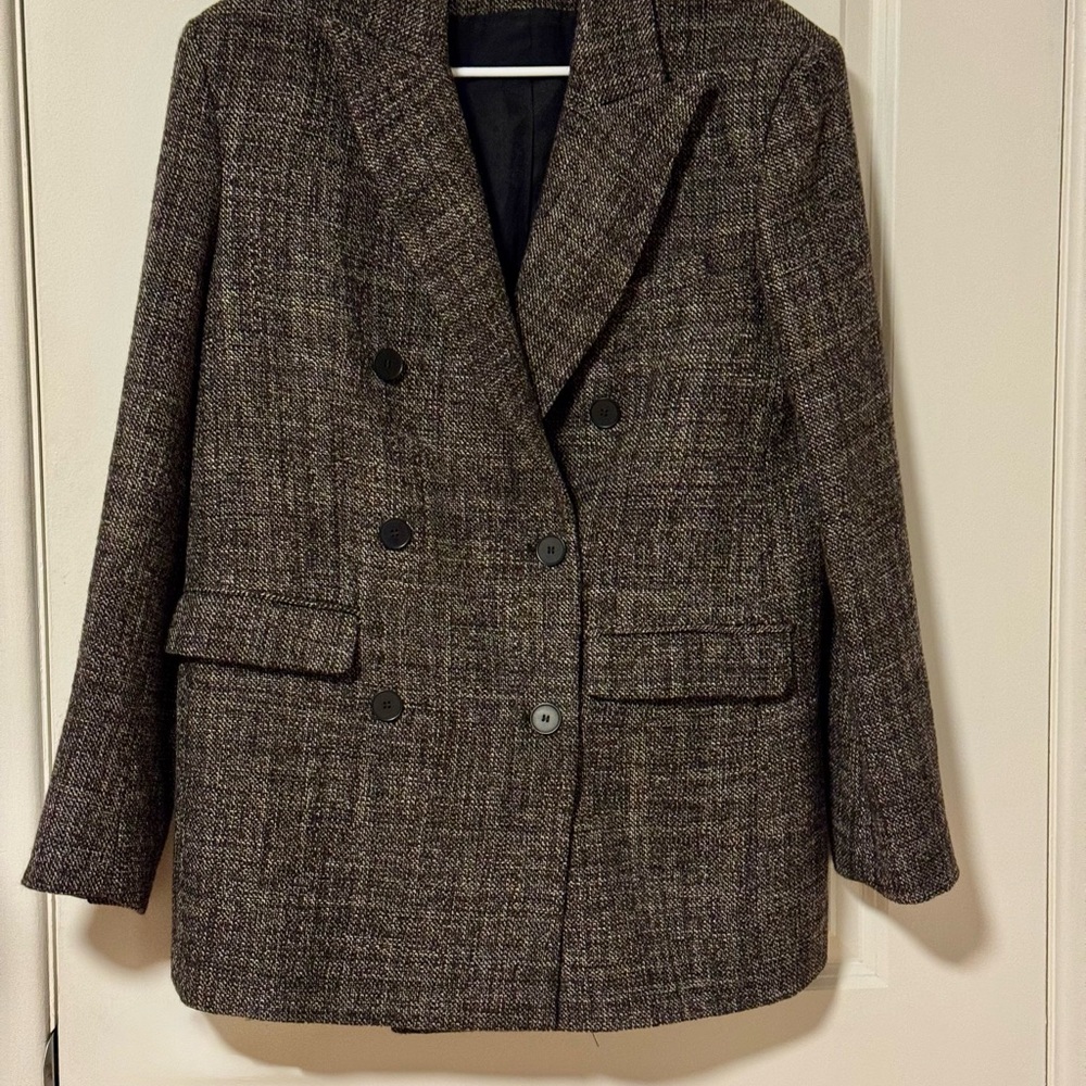 IRO double breasted 100% wool tweed pattern blazer 34 oversized - Picture 4 of 6